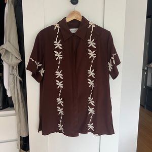 MATTEAU printed organic brown silk shirt size 1